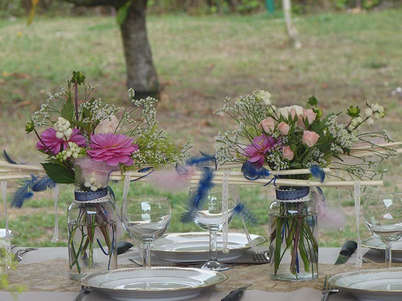 Bar à fleurs Montalieu - décoration de table champêtre